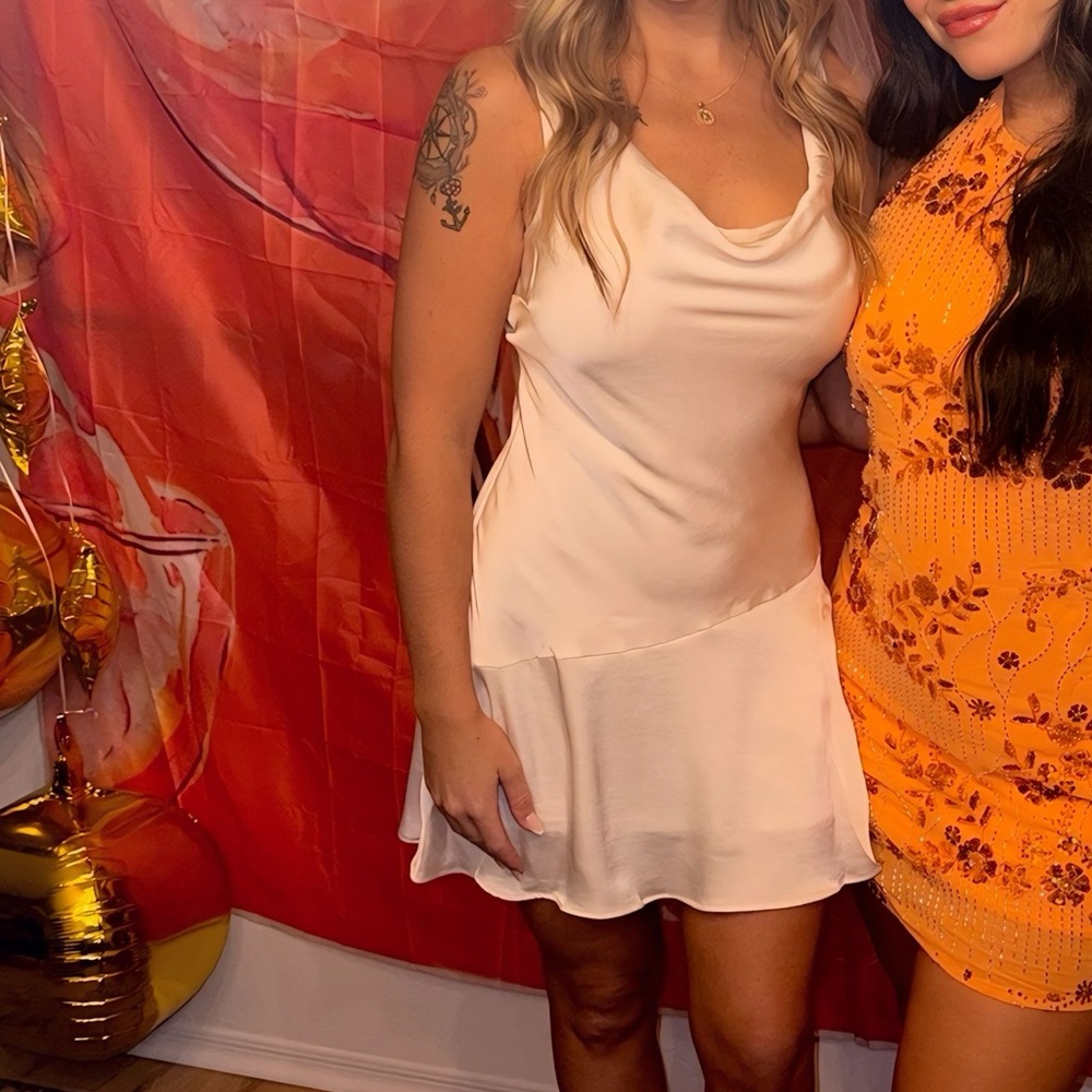 Wild Fable White and Orange Mini Dresses